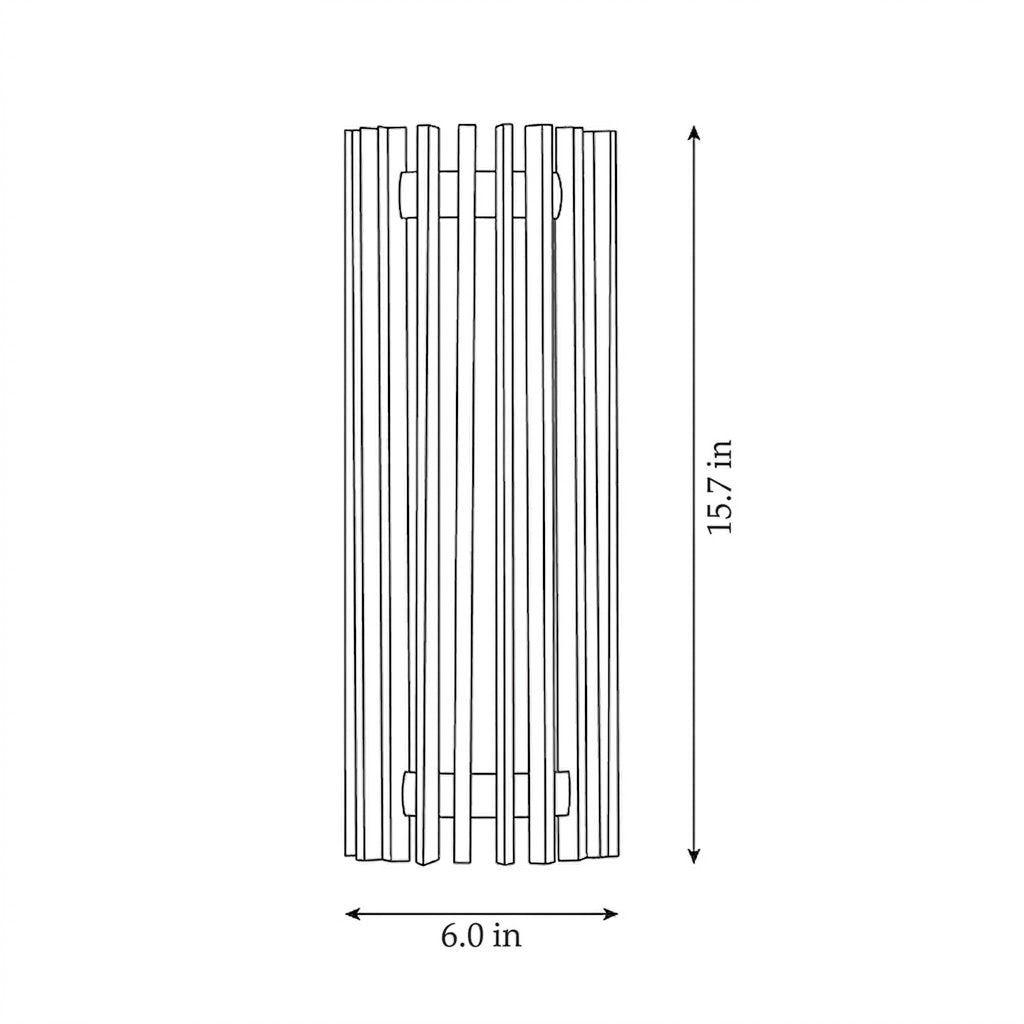 Walnut Wood Slat LED Wall Sconce – 3000K Warm White, Dimmable Option, Hardwired