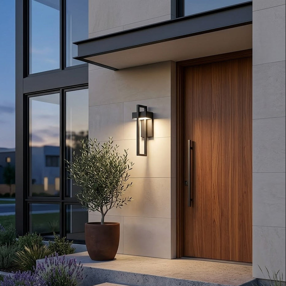 Modern Black Outdoor Wall Sconce – IP65 Waterproof Stainless Steel, Warm or Cool White, 2 Sizes