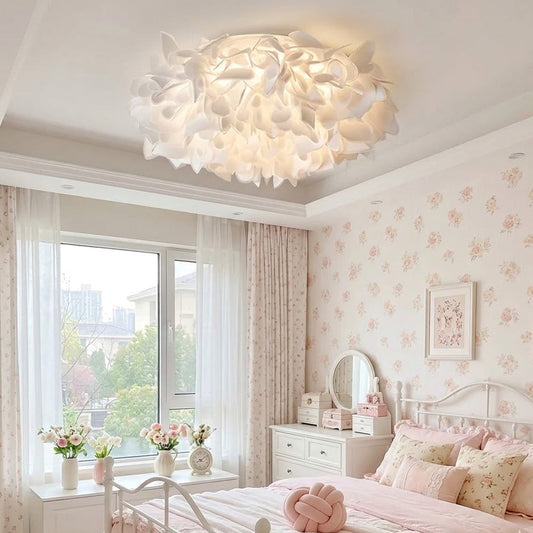 BloomFlush Flower Flush Mount LED Ceiling Light – Dimmable, Remote Control, White, 2 Sizes