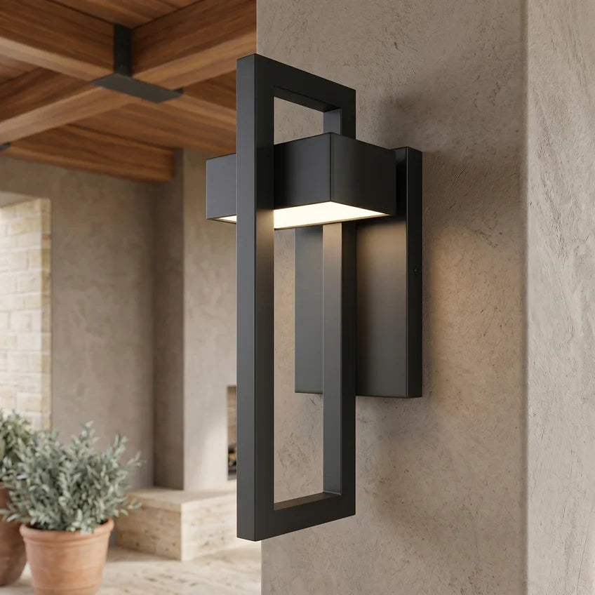 Modern Black Outdoor Wall Sconce – IP65 Waterproof Stainless Steel, Warm or Cool White, 2 Sizes