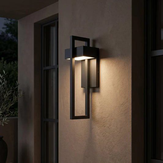 Modern Black Outdoor Wall Sconce – IP65 Waterproof Stainless Steel, Warm or Cool White, 2 Sizes