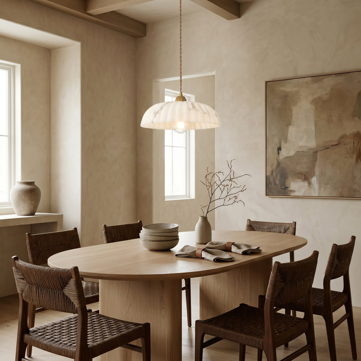 Orielle Organic Pendant Light – Sculptural White Shade, 11.8 Inch