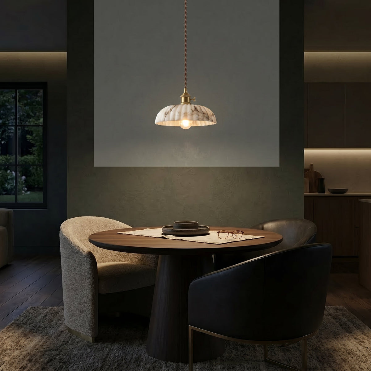 Orielle Organic Pendant Light – Sculptural White Shade, 11.8 Inch