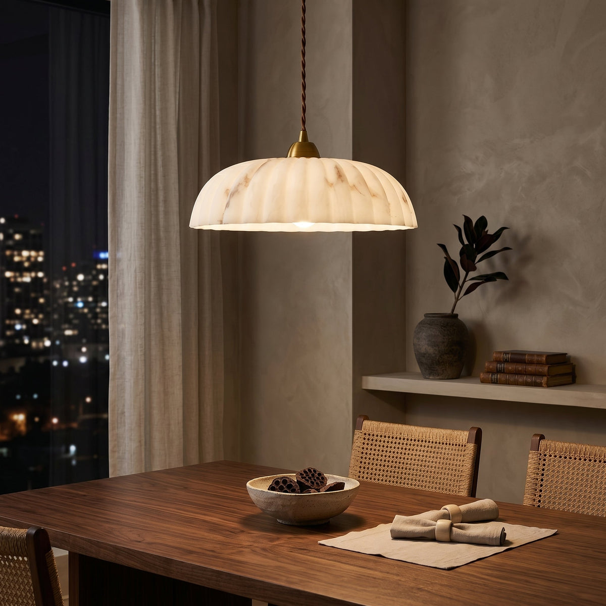 Orielle Organic Pendant Light – Sculptural White Shade, 11.8 Inch