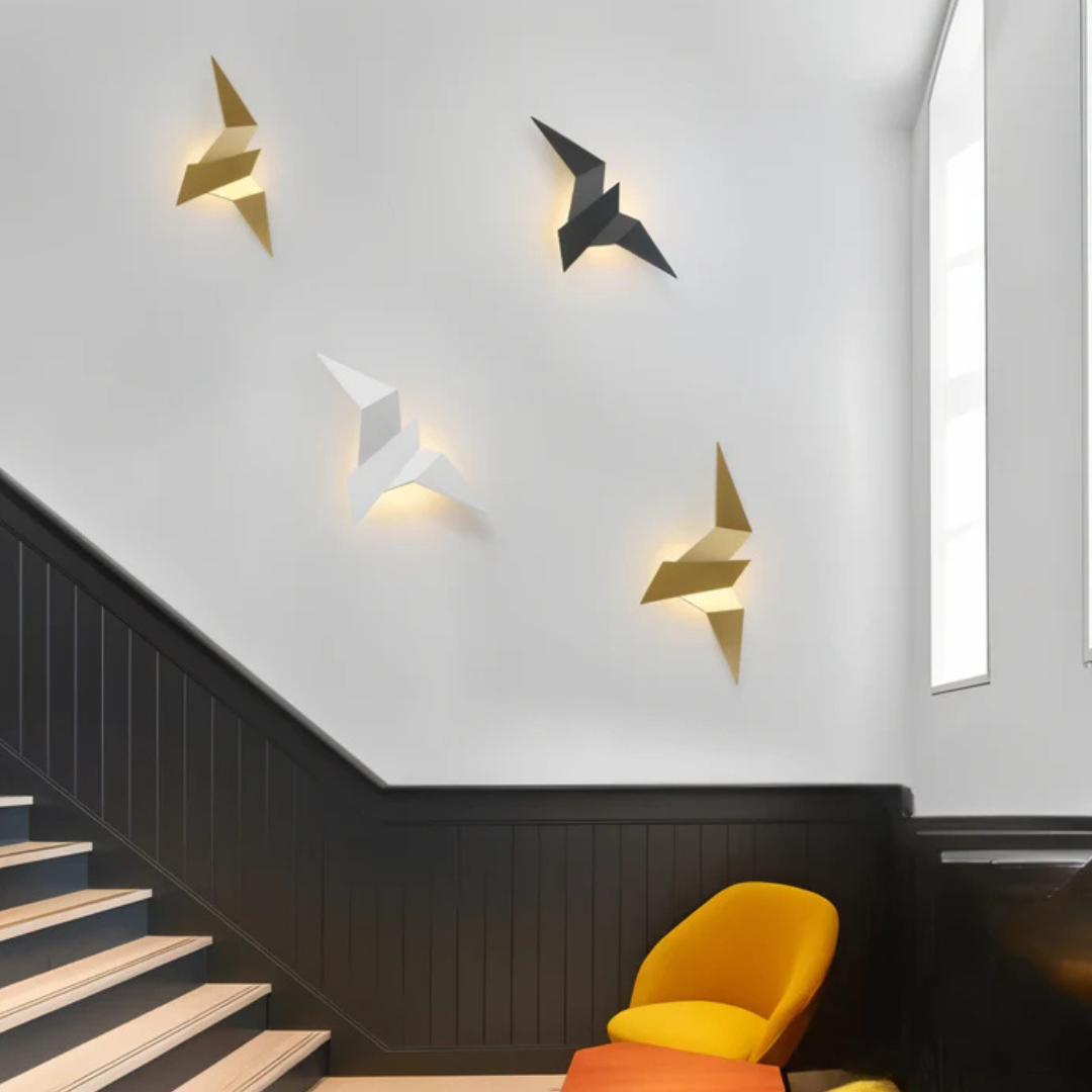 Origami Bird LED Wall Light – Metal, Warm White, Black, Gold or White