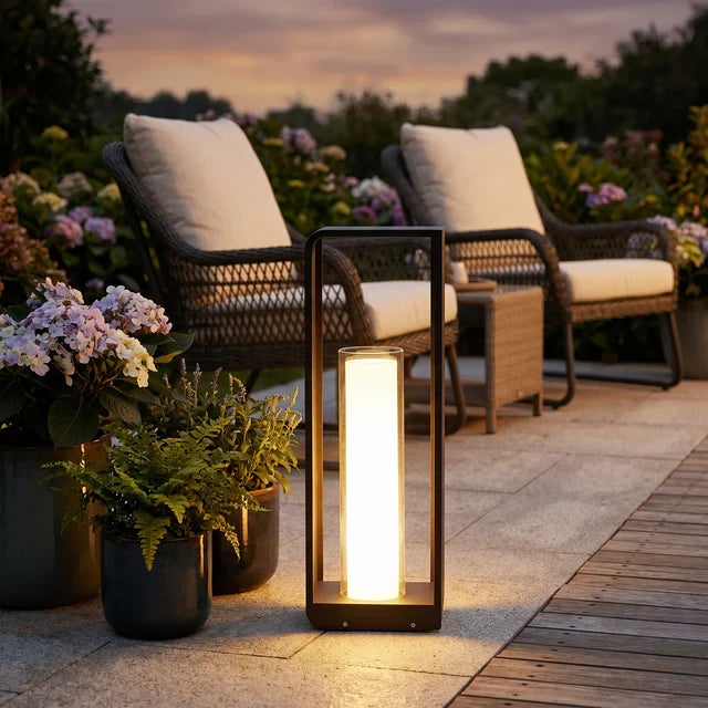 Outdoor LED Path Lantern – Solar or Hardwired, Matte Black Aluminum, 3 Sizes