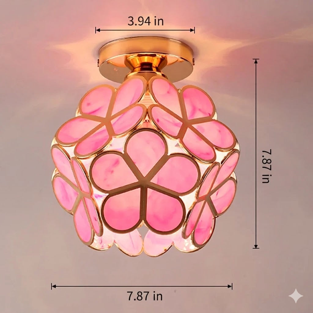 Crystal Petal Flush Mount Ceiling Light – Gold Frame, Pink, Yellow or Green, E27