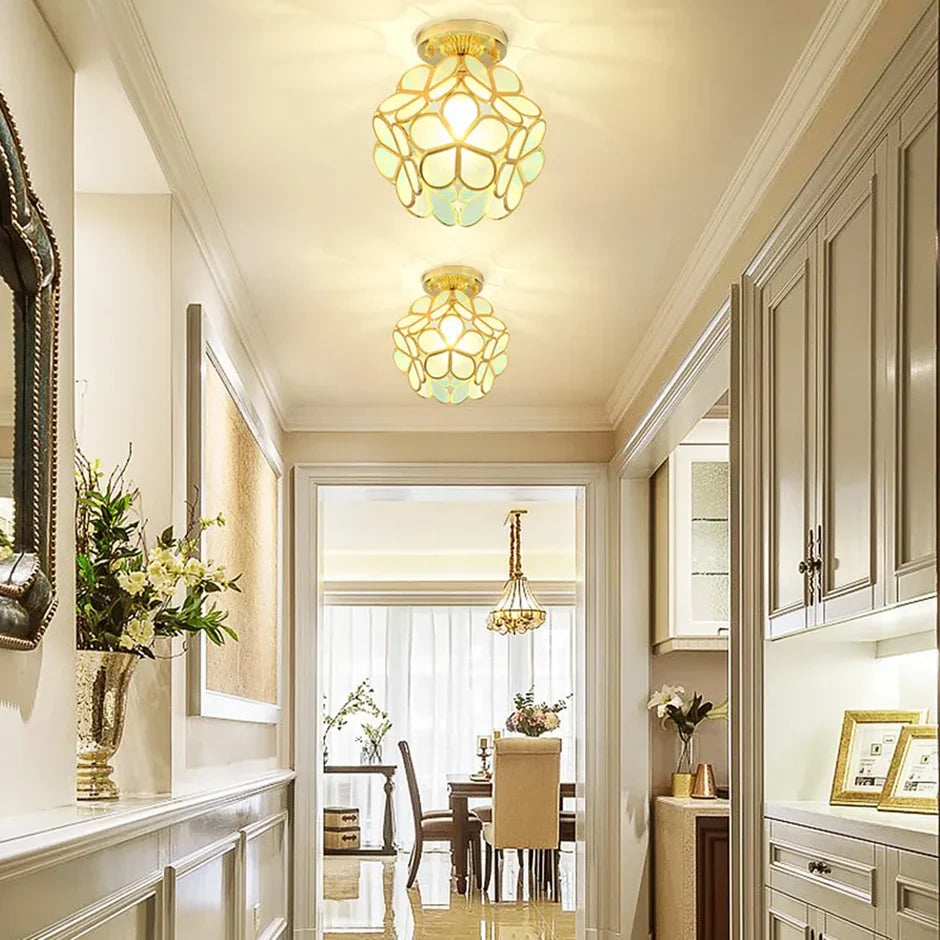 Crystal Petal Flush Mount Ceiling Light – Gold Frame, Pink, Yellow or Green, E27