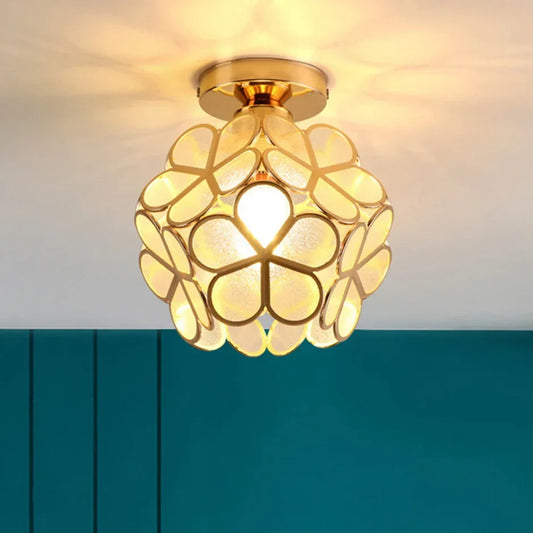 Crystal Petal Flush Mount Ceiling Light – Gold Frame, Pink, Yellow or Green, E27