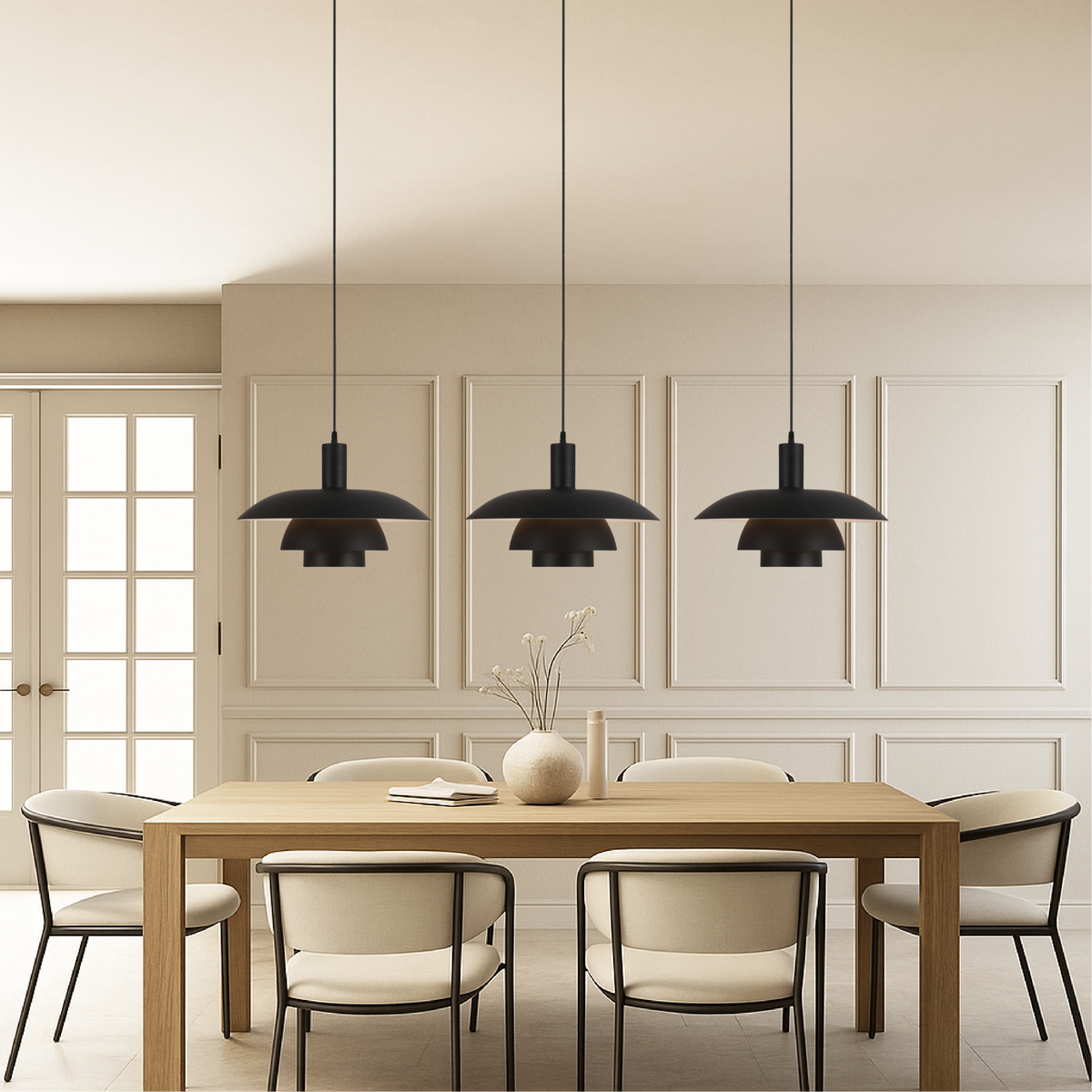 Scandinavian Tiered Cone Pendant Light – Mid-Century Spun Metal, 15.7 Inch, 4 Colors
