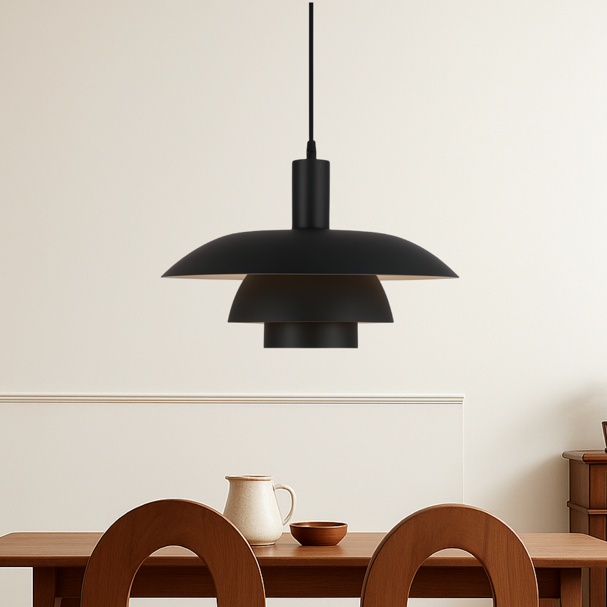 Scandinavian Tiered Cone Pendant Light – Mid-Century Spun Metal, 15.7 Inch, 4 Colors