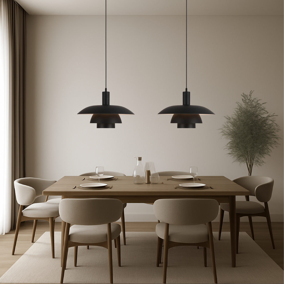 Scandinavian Tiered Cone Pendant Light – Mid-Century Spun Metal, 15.7 Inch, 4 Colors