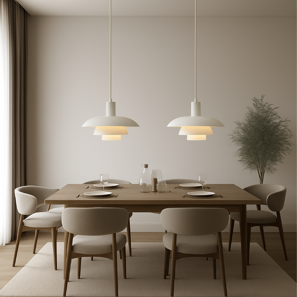 Scandinavian Tiered Cone Pendant Light – Mid-Century Spun Metal, 15.7 Inch, 4 Colors