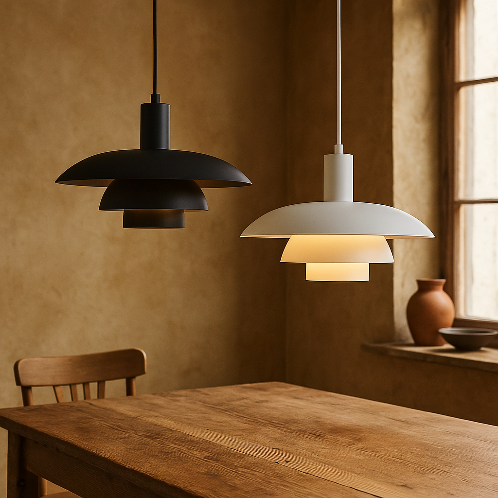 Scandinavian Tiered Cone Pendant Light – Mid-Century Spun Metal, 15.7 Inch, 4 Colors