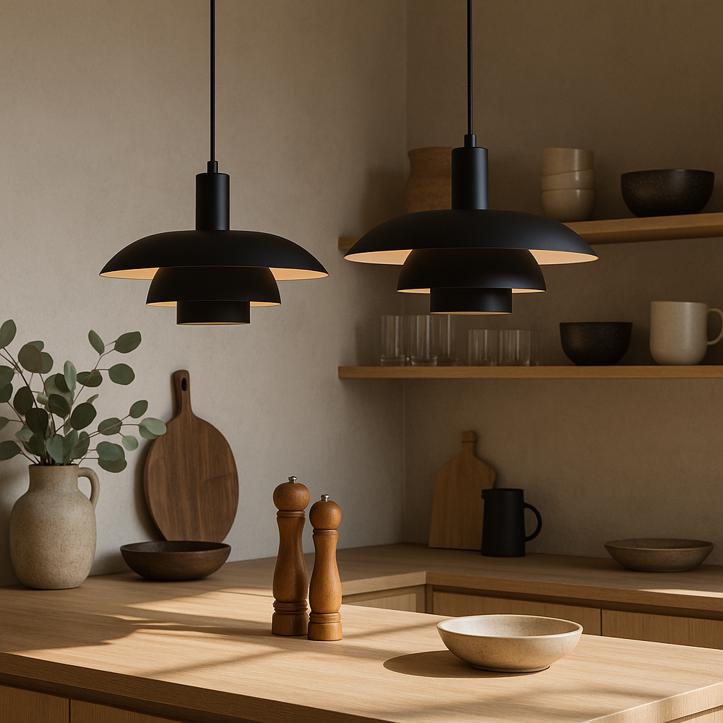 Scandinavian Tiered Cone Pendant Light – Mid-Century Spun Metal, 15.7 Inch, 4 Colors