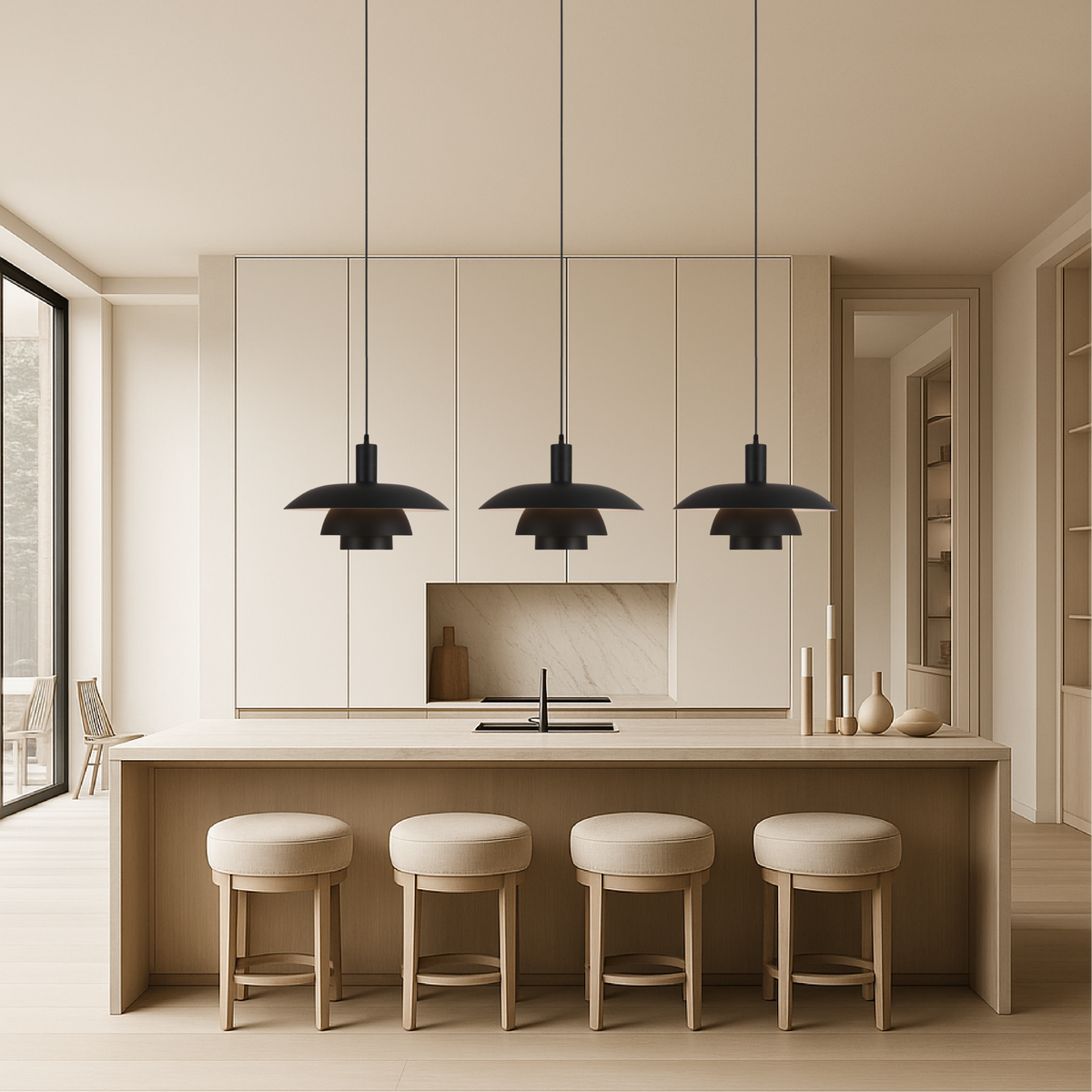 Scandinavian Tiered Cone Pendant Light – Mid-Century Spun Metal, 15.7 Inch, 4 Colors