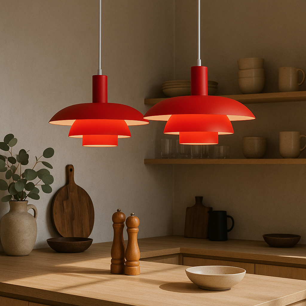 Scandinavian Tiered Cone Pendant Light – Mid-Century Spun Metal, 15.7 Inch, 4 Colors