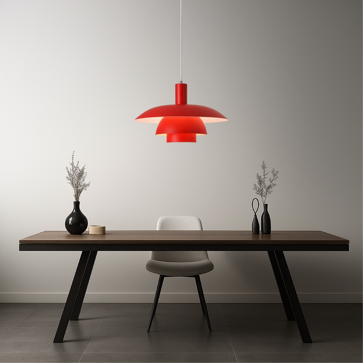 Scandinavian Tiered Cone Pendant Light – Mid-Century Spun Metal, 15.7 Inch, 4 Colors