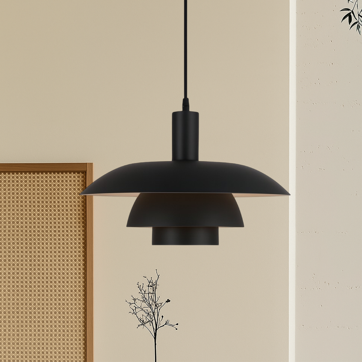 Scandinavian Tiered Cone Pendant Light – Mid-Century Spun Metal, 15.7 Inch, 4 Colors