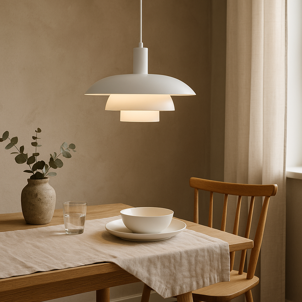 Scandinavian Tiered Cone Pendant Light – Mid-Century Spun Metal, 15.7 Inch, 4 Colors