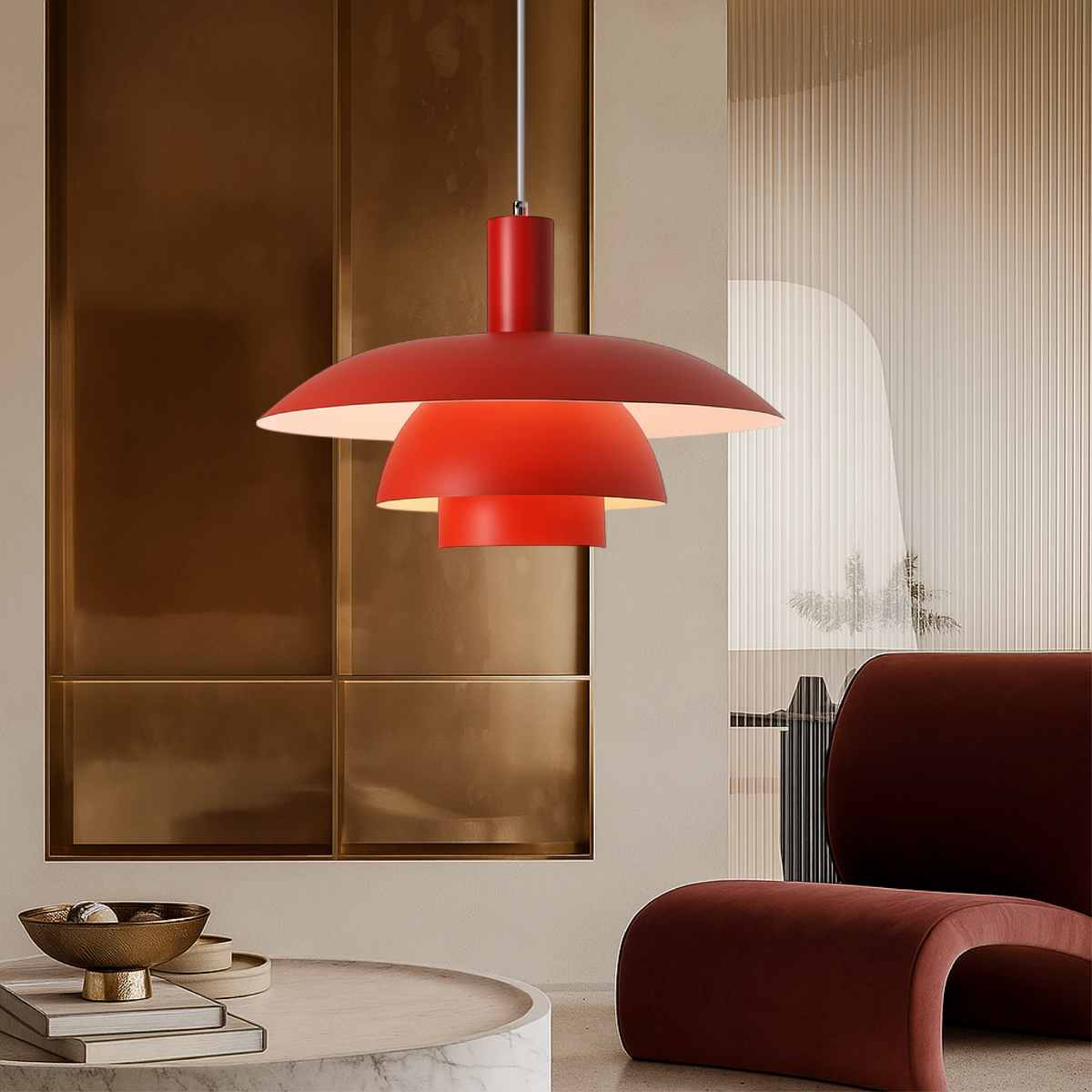 Scandinavian Tiered Cone Pendant Light – Mid-Century Spun Metal, 15.7 Inch, 4 Colors