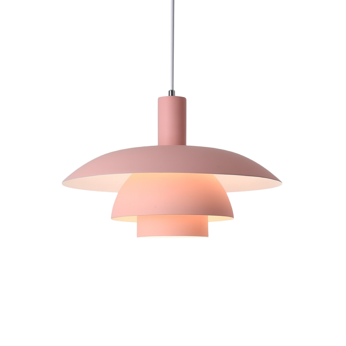 Scandinavian Tiered Cone Pendant Light – Mid-Century Spun Metal, 15.7 Inch, 4 Colors
