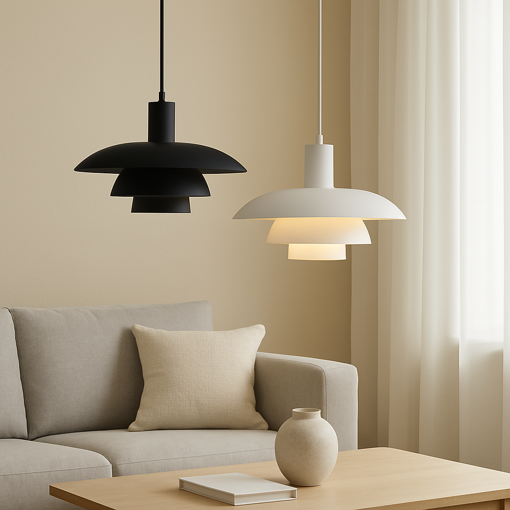 Scandinavian Tiered Cone Pendant Light – Mid-Century Spun Metal, 15.7 Inch, 4 Colors