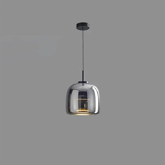 Smoked Glass Pendant Light – Dimmable LED, Amber or Gray Glass, 5 Sizes
