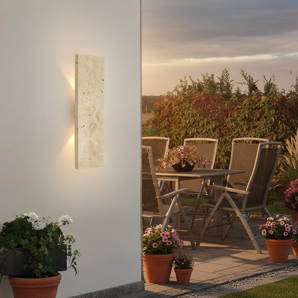 Natural Stone Outdoor LED Wall Sconce – 18W Dimmable, IP65 Waterproof, 2 Sizes