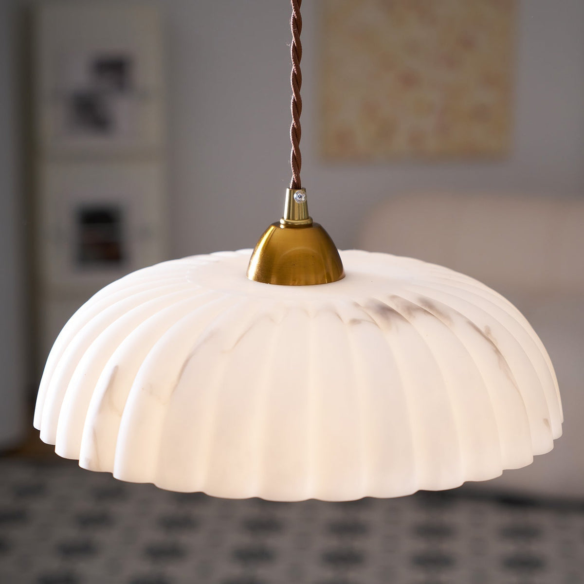 Orielle Organic Pendant Light – Sculptural White Shade, 11.8 Inch