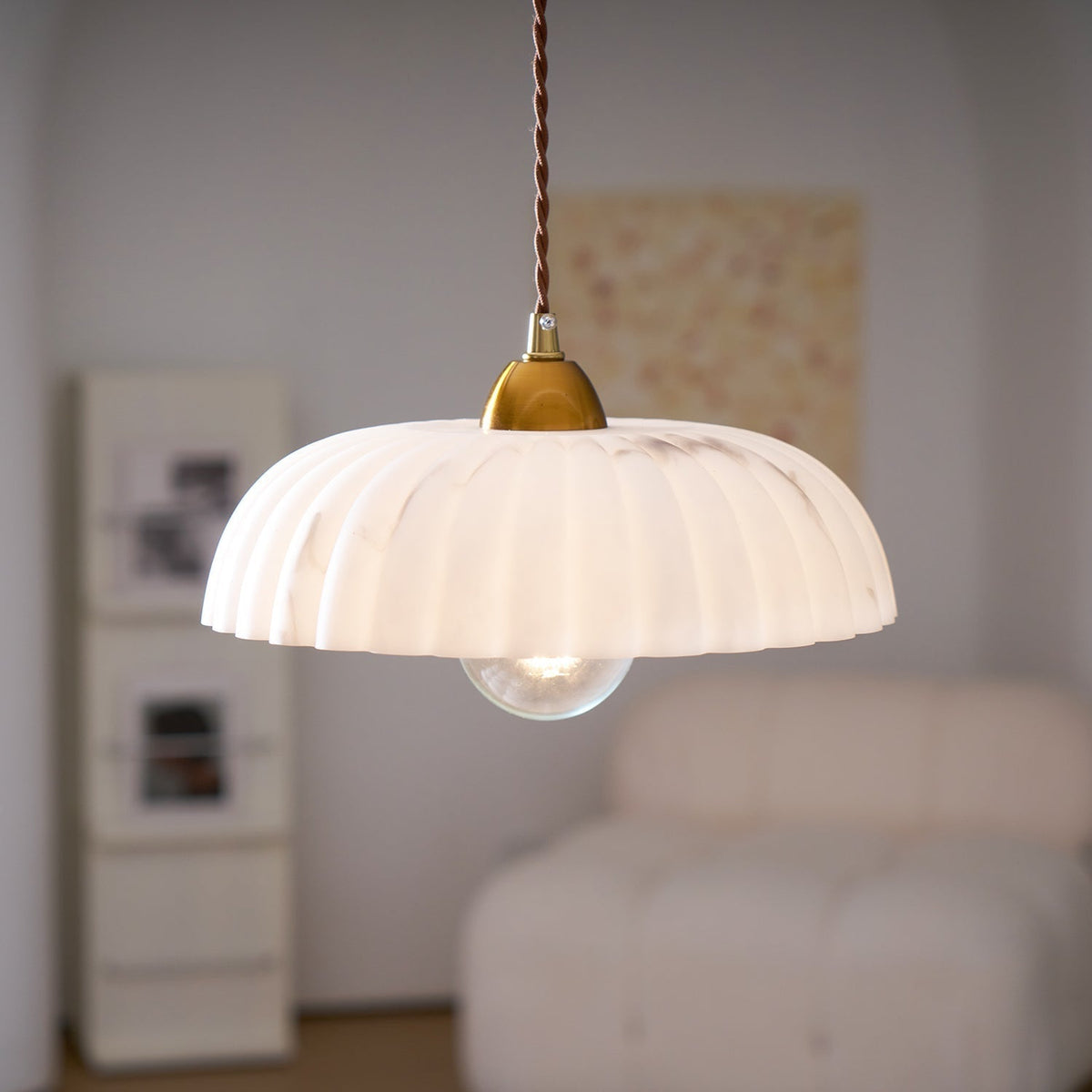 Orielle Organic Pendant Light – Sculptural White Shade, 11.8 Inch