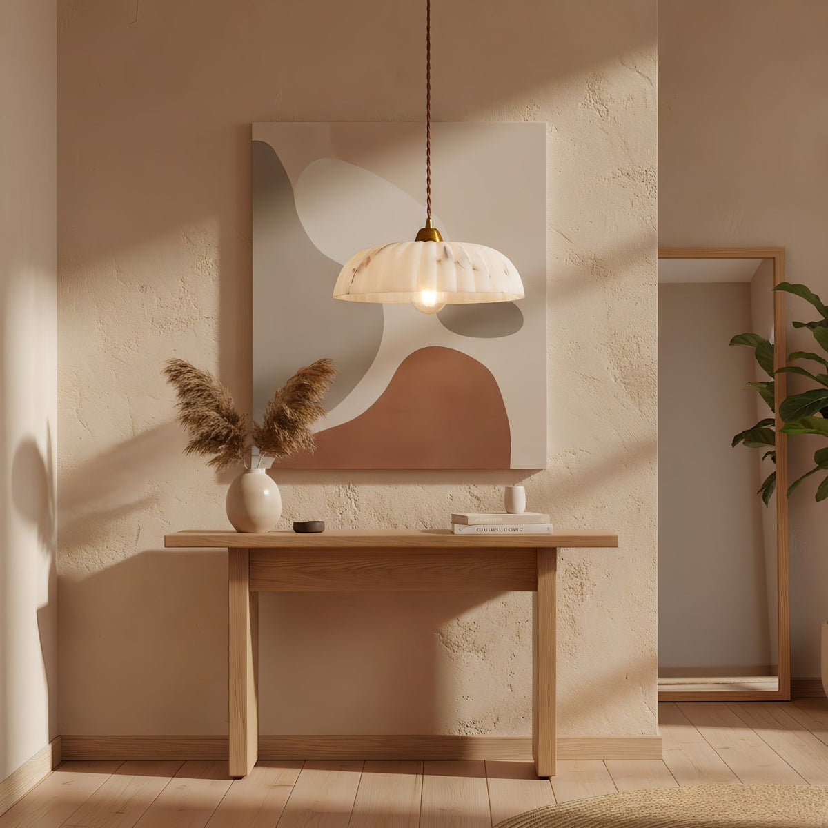 Orielle Organic Pendant Light – Sculptural White Shade, 11.8 Inch