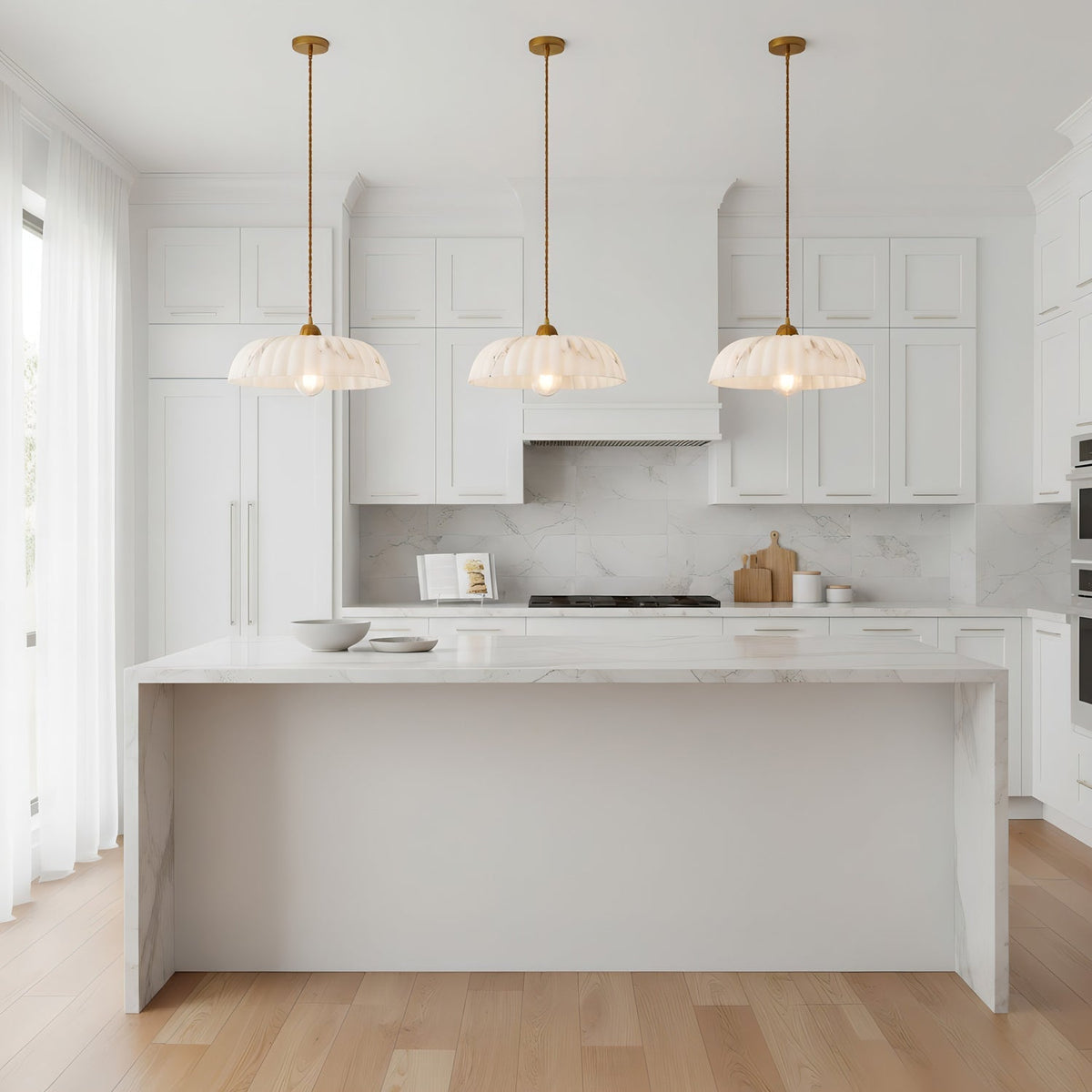 Orielle Organic Pendant Light – Sculptural White Shade, 11.8 Inch