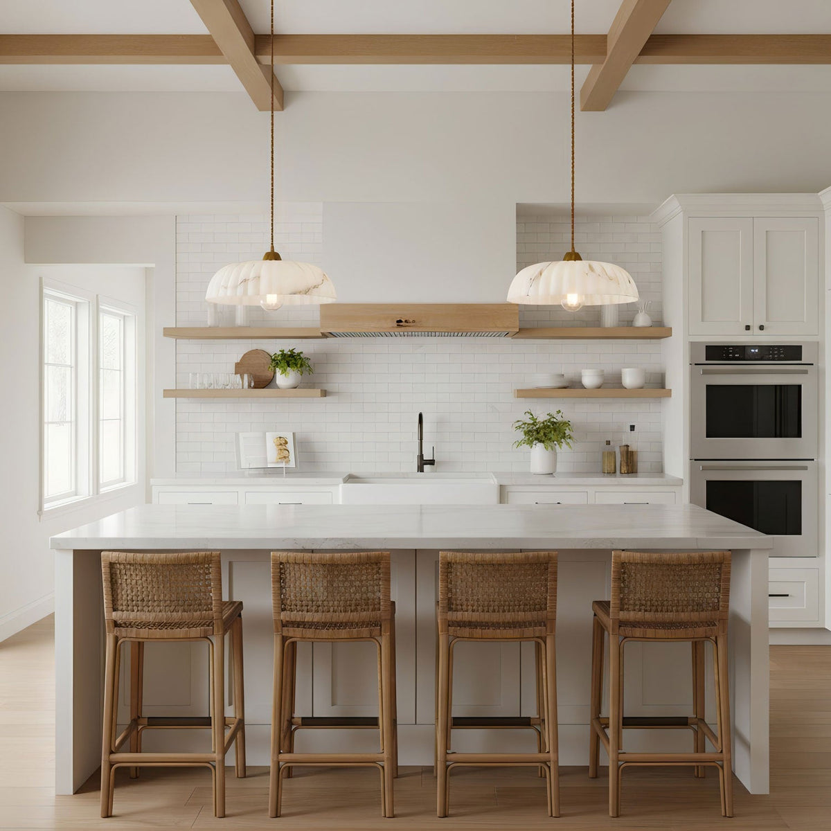 Orielle Organic Pendant Light – Sculptural White Shade, 11.8 Inch
