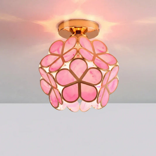 Crystal Petal Flush Mount Ceiling Light – Gold Frame, Pink, Yellow or Green, E27