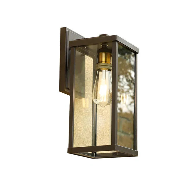 Farmhouse Outdoor Wall Sconce – Matte Black Aluminum & Clear Glass, IP65, E26, 2 Sizes
