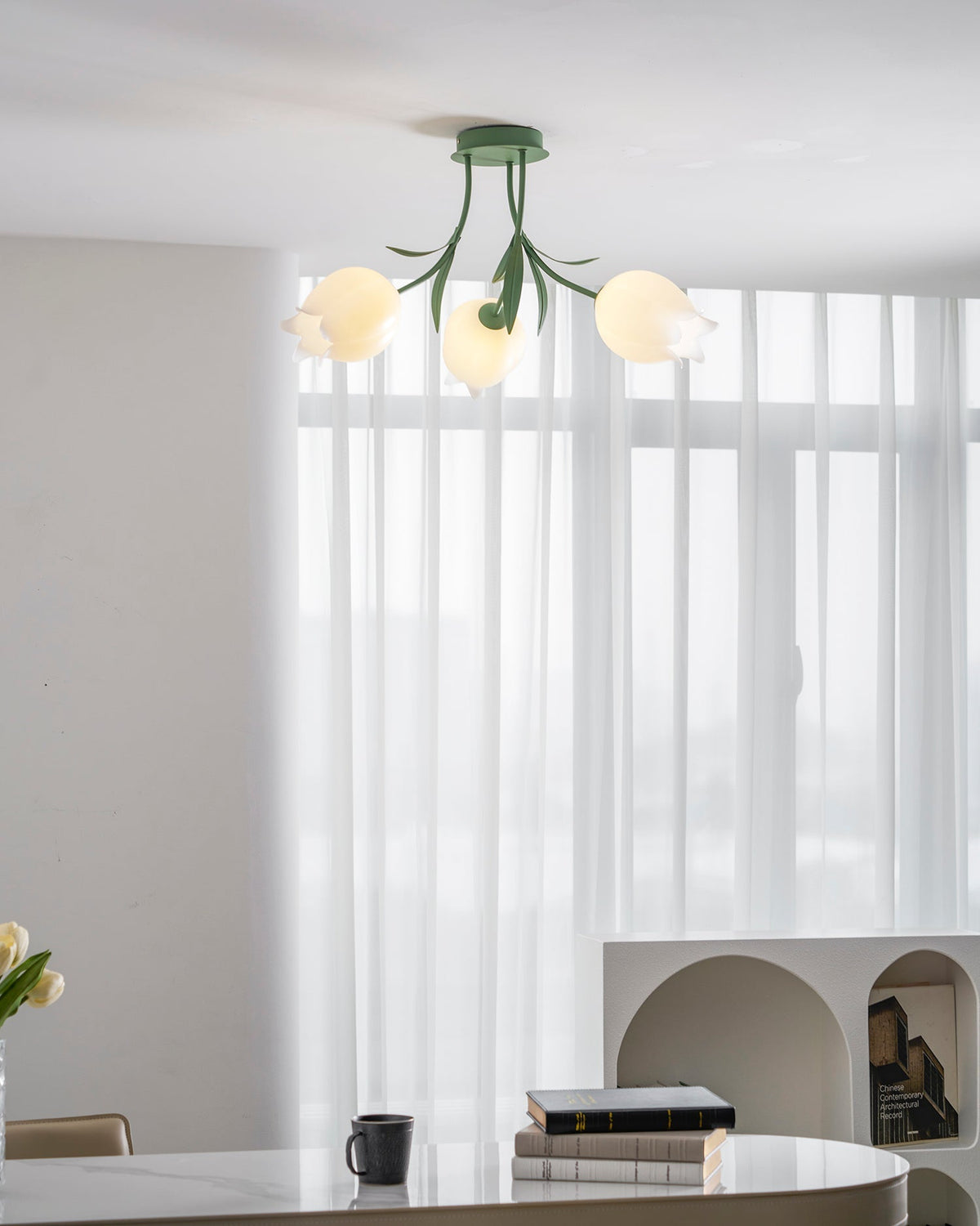 Ricko Lily Flower Ceiling Light – Multi-Head Acrylic Shades, Dimmable, Damp Rated, 3 Sizes