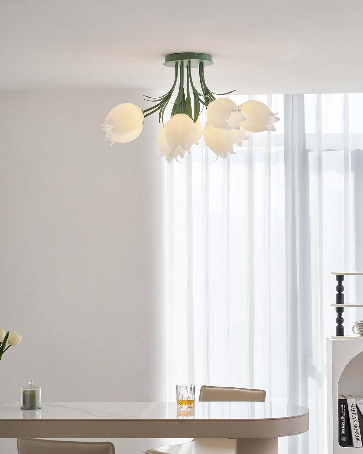 Ricko Lily Flower Ceiling Light – Multi-Head Acrylic Shades, Dimmable, Damp Rated, 3 Sizes