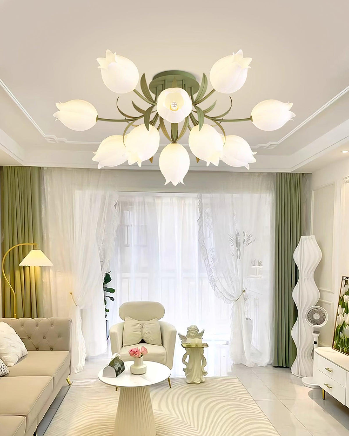 Ricko Lily Flower Ceiling Light – Multi-Head Acrylic Shades, Dimmable, Damp Rated, 3 Sizes