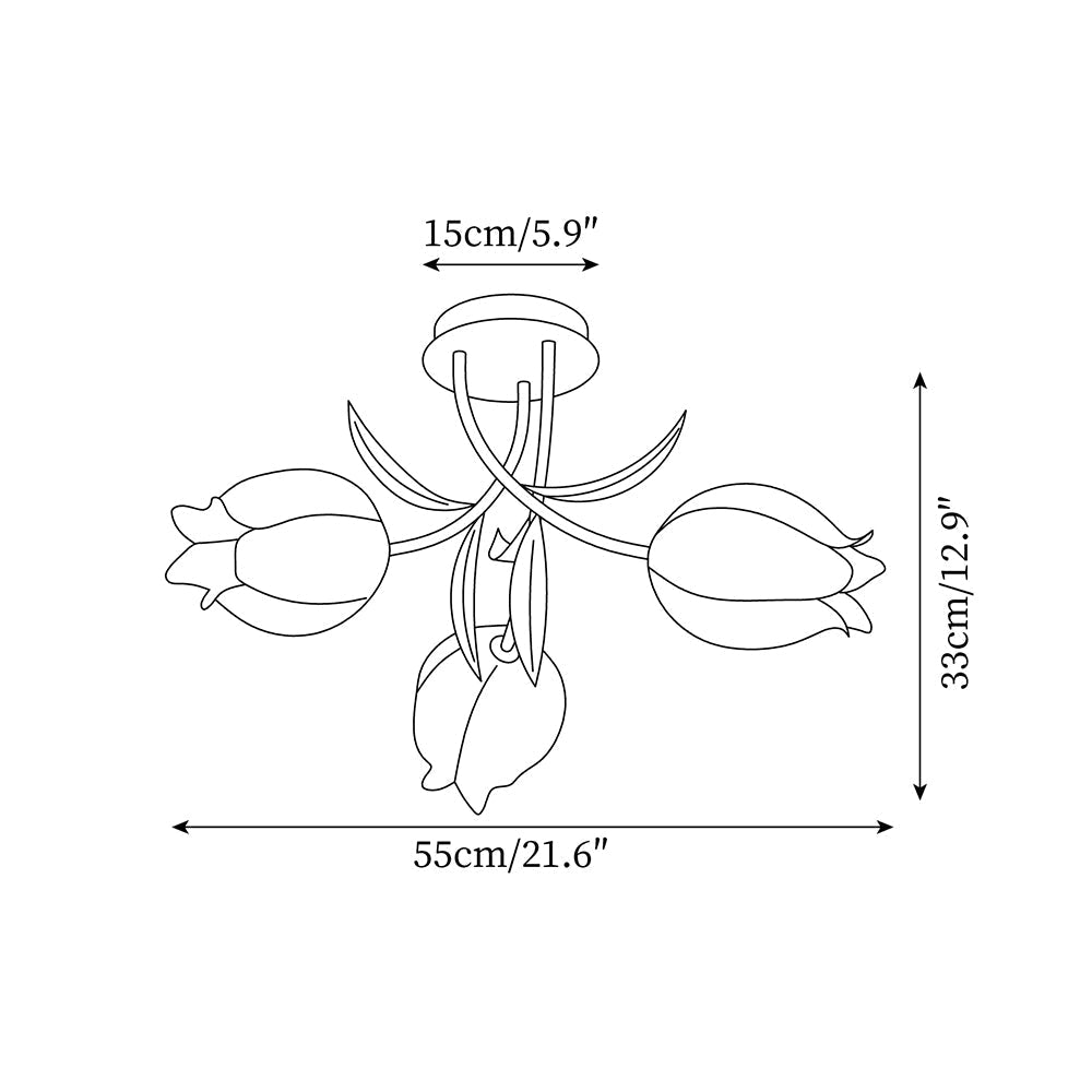 Ricko Lily Flower Ceiling Light – Multi-Head Acrylic Shades, Dimmable, Damp Rated, 3 Sizes