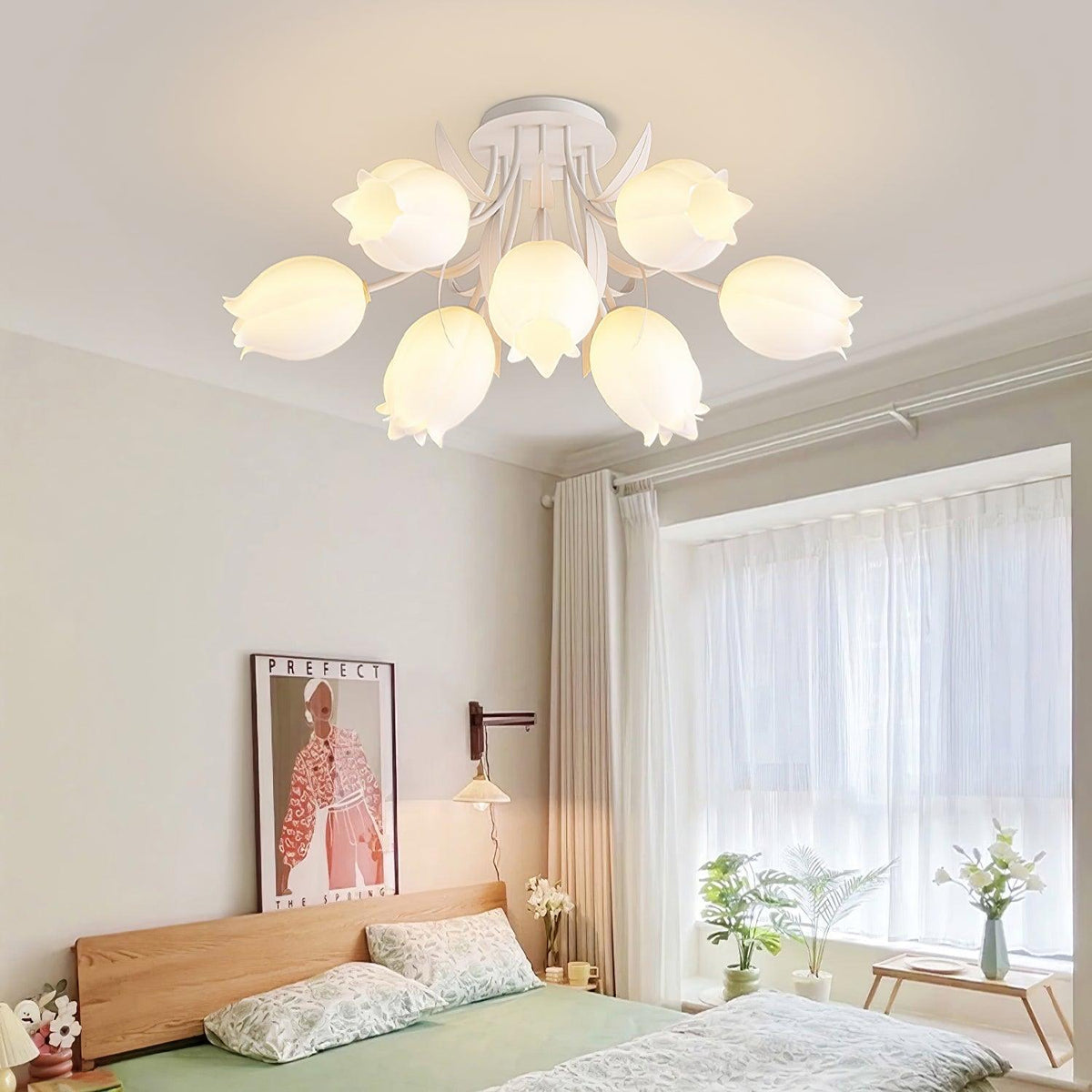 Ricko Lily Flower Ceiling Light – Multi-Head Acrylic Shades, Dimmable, Damp Rated, 3 Sizes
