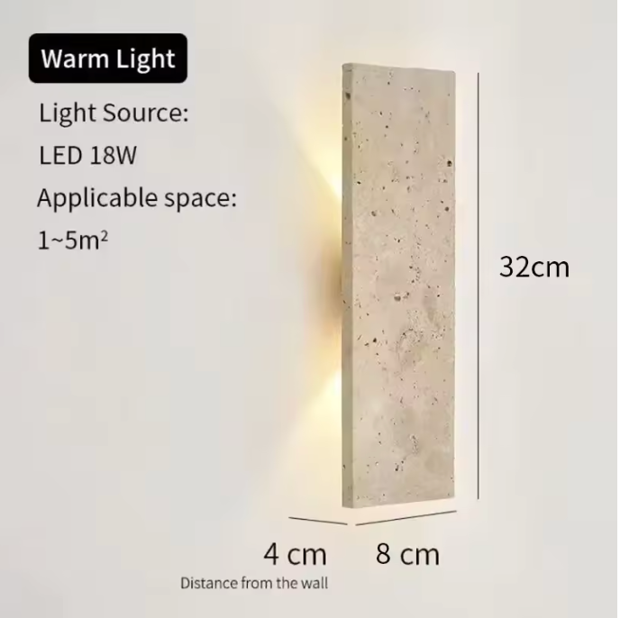 Natural Stone Outdoor LED Wall Sconce – 18W Dimmable, IP65 Waterproof, 2 Sizes