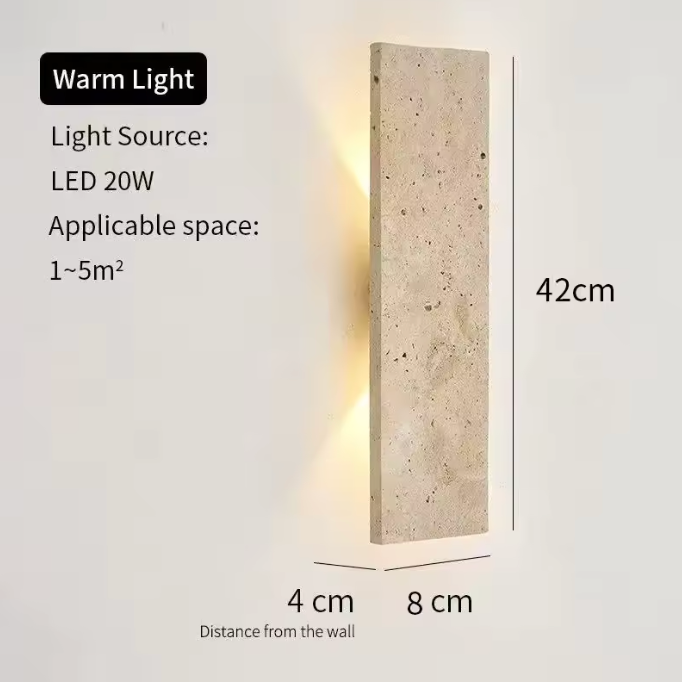 Natural Stone Outdoor LED Wall Sconce – 18W Dimmable, IP65 Waterproof, 2 Sizes