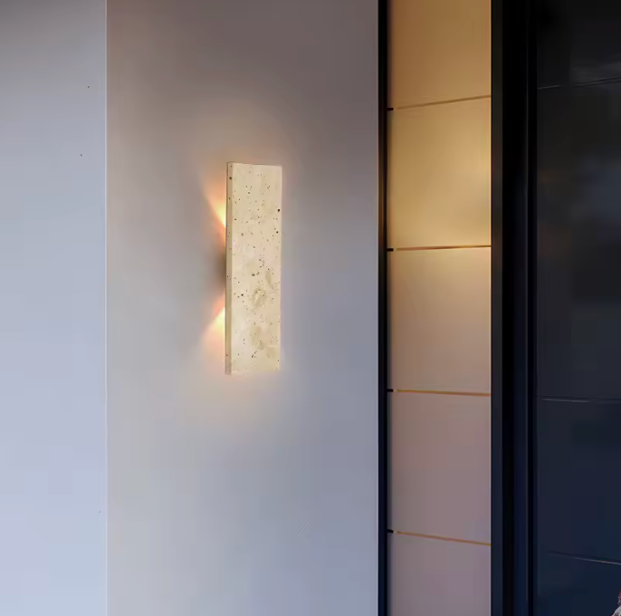 Natural Stone Outdoor LED Wall Sconce – 18W Dimmable, IP65 Waterproof, 2 Sizes