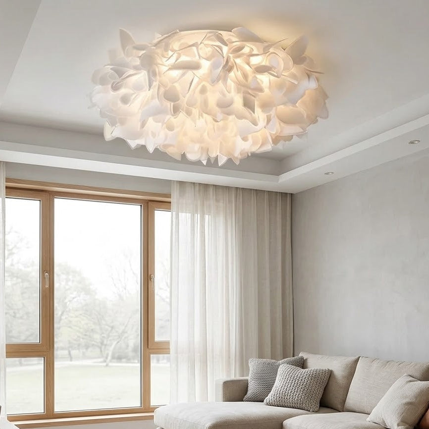 BloomFlush Flower Flush Mount LED Ceiling Light – Dimmable, Remote Control, White, 2 Sizes