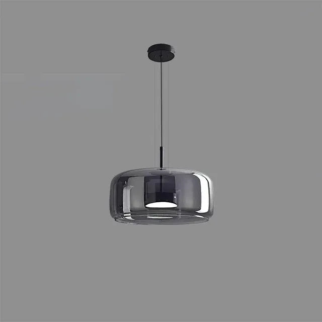 Smoked Glass Pendant Light – Dimmable LED, Amber or Gray Glass, 5 Sizes