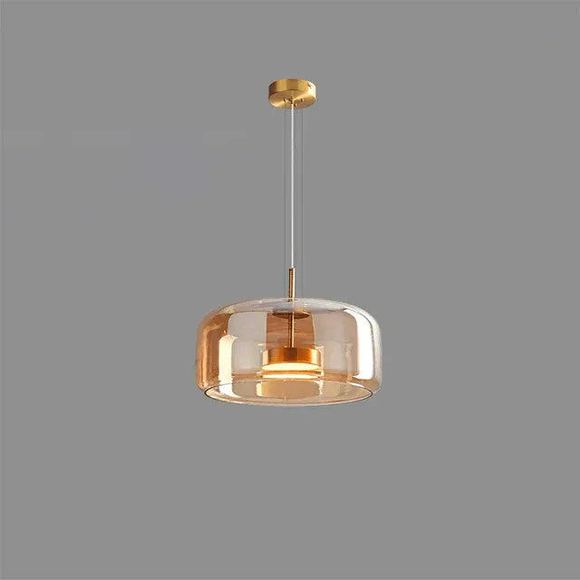 Smoked Glass Pendant Light – Dimmable LED, Amber or Gray Glass, 5 Sizes