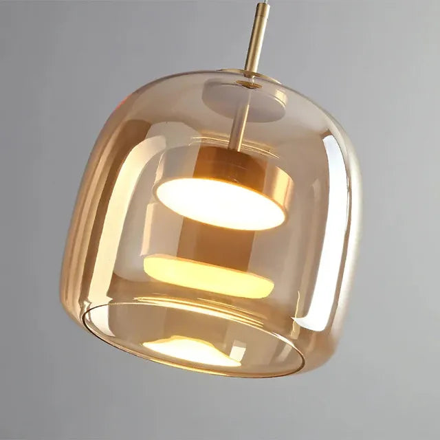 Smoked Glass Pendant Light – Dimmable LED, Amber or Gray Glass, 5 Sizes