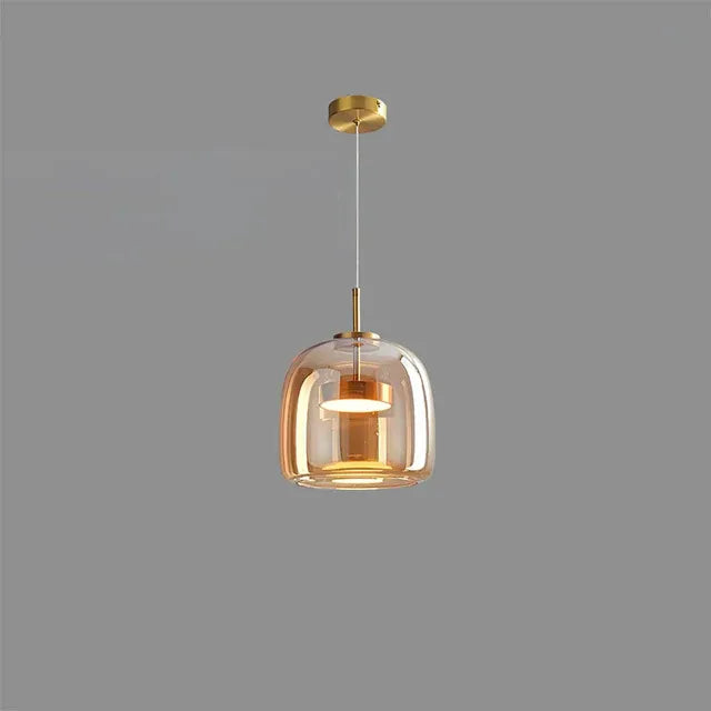 Smoked Glass Pendant Light – Dimmable LED, Amber or Gray Glass, 5 Sizes