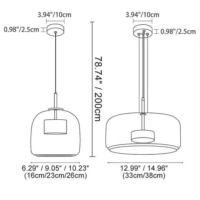 Smoked Glass Pendant Light – Dimmable LED, Amber or Gray Glass, 5 Sizes